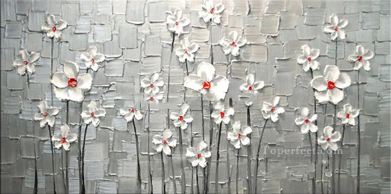 fleurs blanches Texture 3D Peintures à l'huile